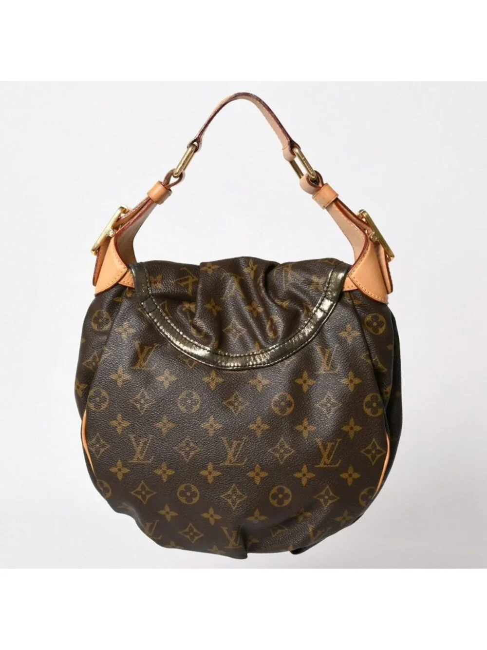 Louis Vuitton Monogram Kalahari PM Handbag Canvas Vachetta Leather Drawstring